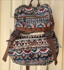 Sakroots Flap Top Lg Laptop Backpack  Artist Elephant Pocket Zip Off Pouch 20”