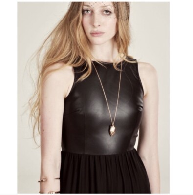 Rae Francis Jonah Leather And Silk Maxi Dress Black Size 8 | eBay