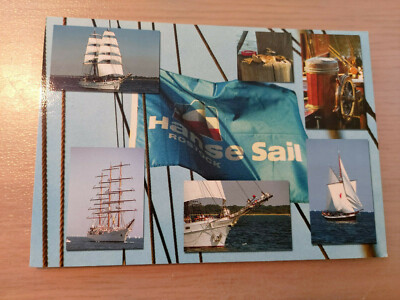 Postcard Hanse Sail Rostock stamp 07.08.2003 gel _