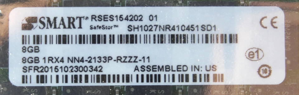 SMART 8GB 1Rx4 NN4-2133P RSES154202 ECC DDR4 Server RAM SH1027NR410451SD1 - Image 2 of 2