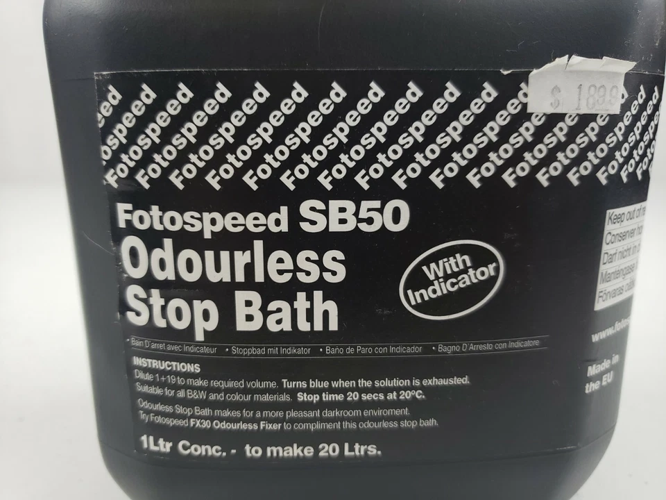 NOS VTG FOTOSPEED SB50 Odourless Stop Bath W/ Indicator 1Ltr Conc Makes 20 Ltrs - Image 2 of 4