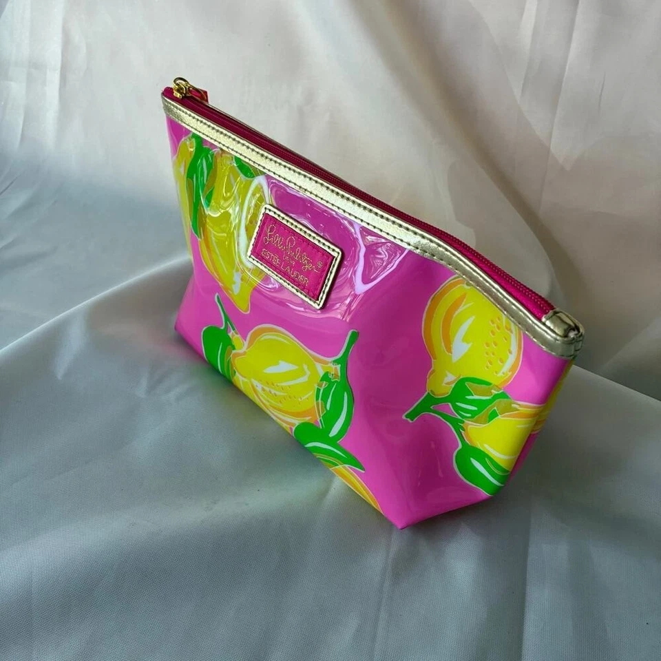 Bolsa organizadora de acessórios Lilly Pulitzer Estee Lauder com zíper bolsa de maquiagem nova rosa - Imagem 2 de 4