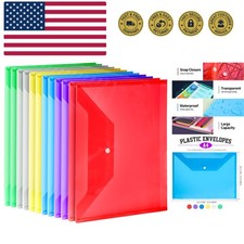 Plastic File Folders, 12 PCS A4 Plastic Envelopes with Snap Closure, Folders ...