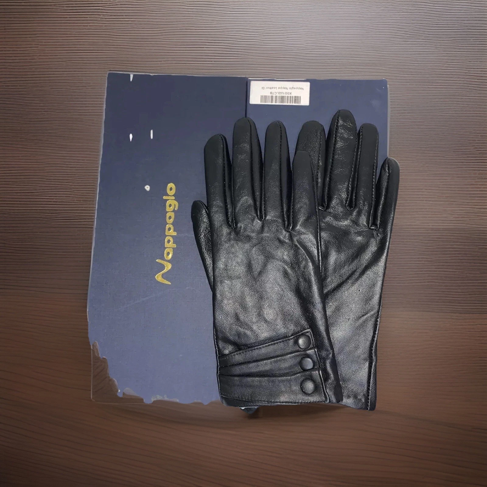 Nappaglo Nappa Leather Gloves Warm Handmade Size M Button Lambskin Driving Black