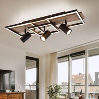 Deckenleuchte Wohnzimmerleuchte Spotlampe Led 3Xgu10 Holzoptik Backlight Schwarz