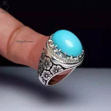 Exclusive Neyshabur Turquoise Ring for Men – Handmade in 925 Sterling Silver