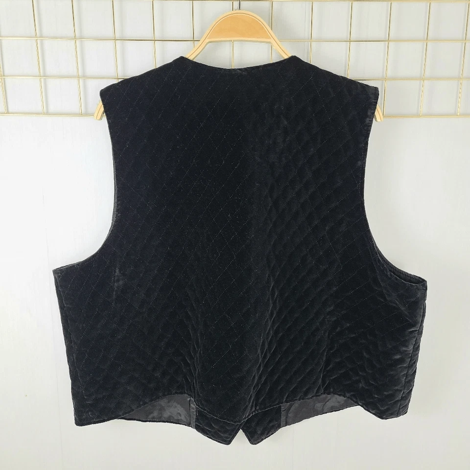Chaleco Mujer 20 XXL Negro Acolchado Terciopelo Ornamentado Botón De Colección Foto 2 de 4