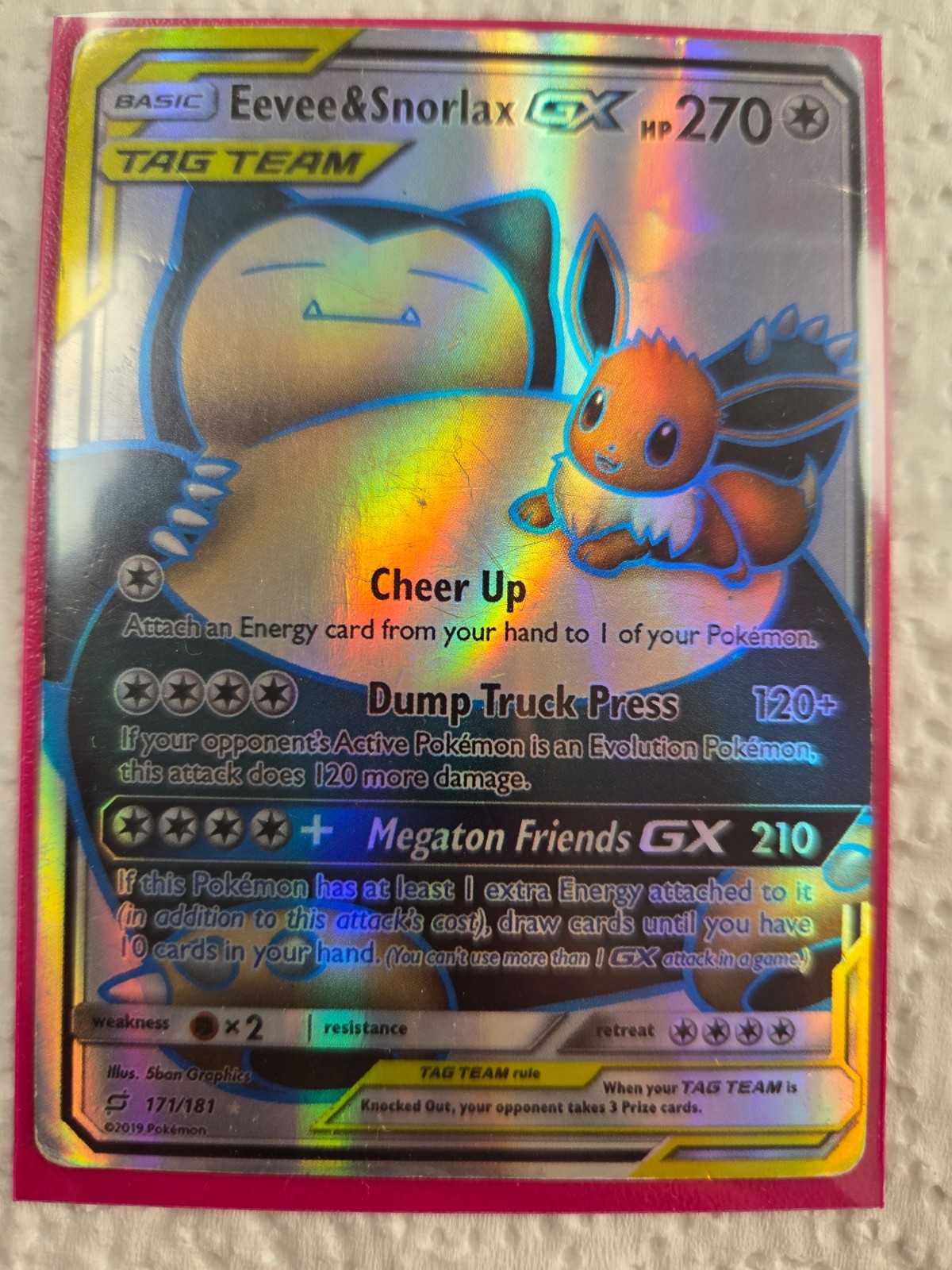 Eevee & Snorlax GX 171/181 Team Up Full Art Ultra Rare Holo Pokemon Card NM