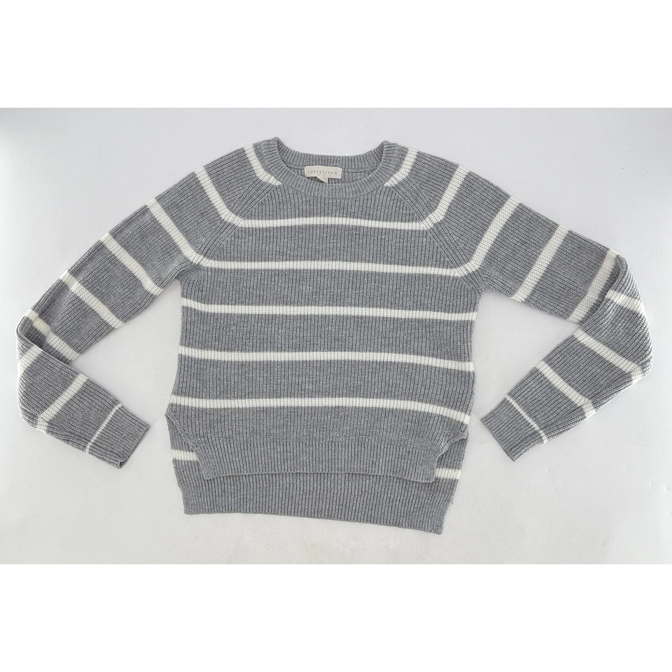 Suéter Tejido a Rayas Gris y Blanco Lovestitch Talla M Preppy Mínimo Modesto Foto 3 de 4