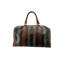 Borsa a mano Boston Fendi vintage a righe in tela Pequin