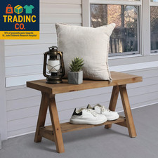 Solid Wood Bench, 30" Farmhouse Entryway Bench for Living Dining Room, Rustic St