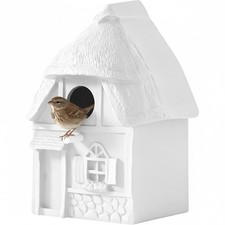 White Waterproof Window Bird House Composite Wall Mountable 1.25 Inch Hole