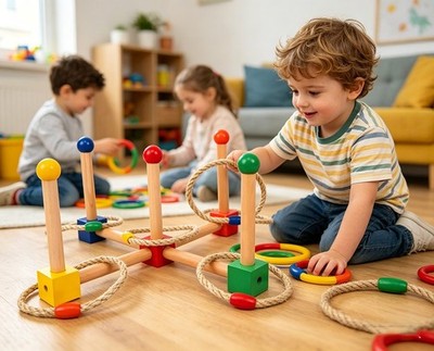 Premium Ring Toss Game Set for Kids & Adults - Includes 5 Rope Gift -&==/--