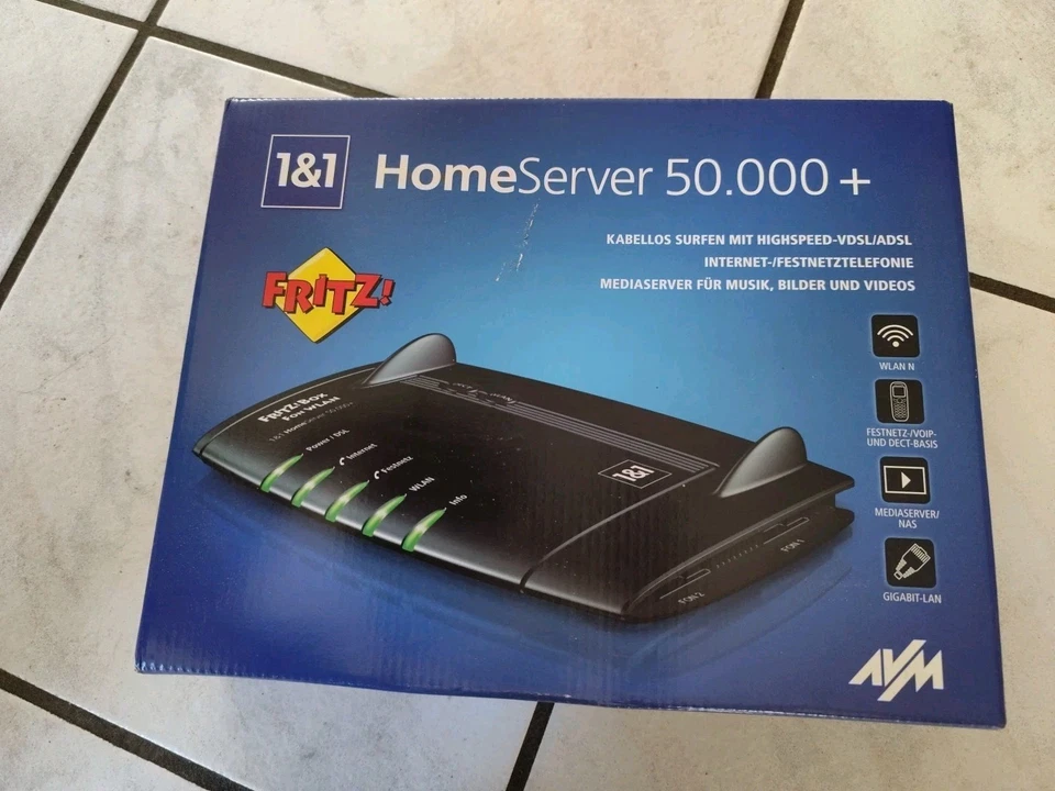 AVM FRITZ!Box 7390 W-LAN Router Modem 1&1 schwarz plus Kabel