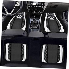 Silver Dog Paw Print 4pcs Set Car Front Back Seats Silver Dog Paw - Silver