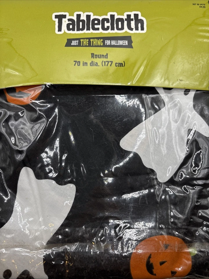 Vintage 2004 Target Tablecloth Halloween Ghost And Pumpkins Round 60 DIA” NEW - Image 3 of 4