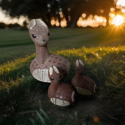 Thomas Hellström für Nittsjö 60s Pottery Sweden Keramik Reh Kitz Deer 2 Fawn