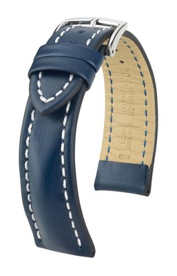 Hirsch 100 m water-resistant Heavy Calf 20 mm blue watch strap, length L