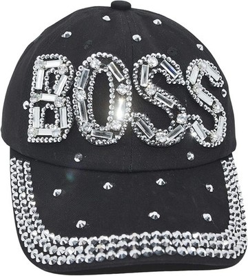 Popfizzy Women s Boss Hat, Bling Adult Baseball Hat, Black