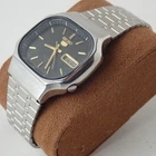 Rare VTG SS 7009-529B Seiko 5 Rectangle Tv Blue Dial Man Watch Stainless Steel