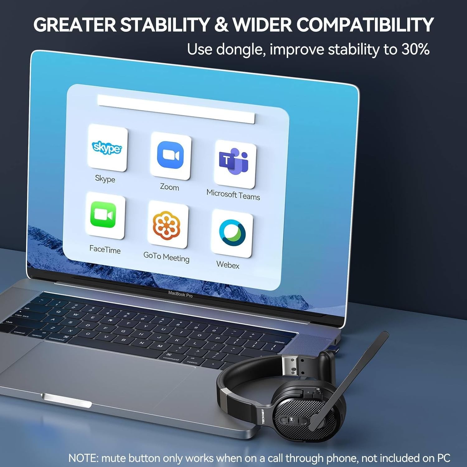 TECKNET Trucker Bluetooth Headset, AI Noise Canceling Single Over-ear, Black 