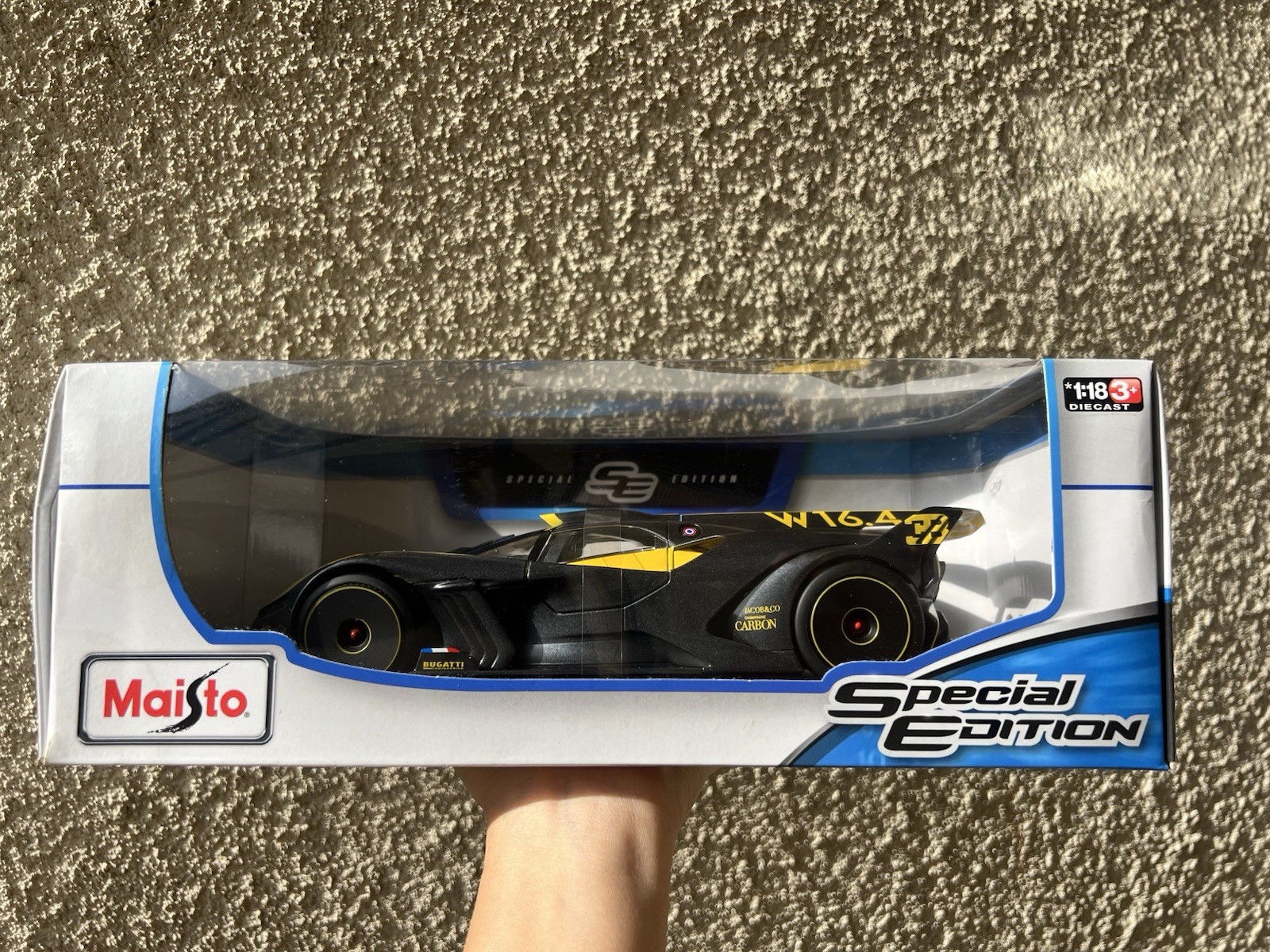 Maisto Bugatti Bolide Special Edition Diecast Boxed 1:18 Model Car Yellow Black