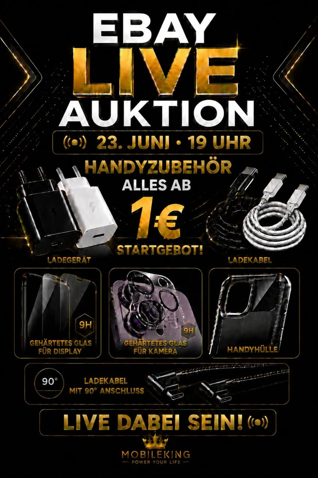 Alles ab 1€ live Auktionen: iPhone,  Samsung, Huawei, Xiaomi Handyzubehör