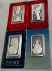 LOT OF  4 PAMP RANDOM YEARS  1 OZ .999 FINE SILVER BAR IN ASSAY CARD