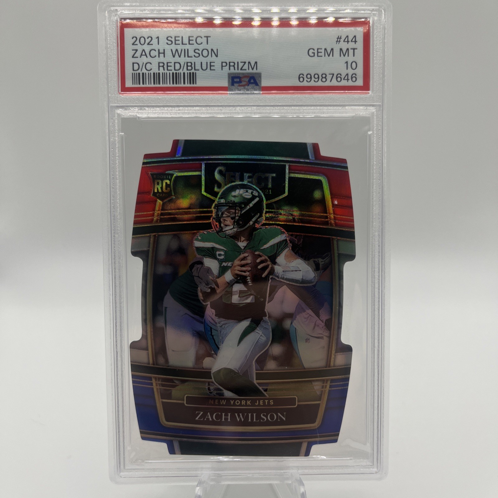 2021 Panini Select Zach Wilson #44 Die-Cut Red Blue Prizm Rookie PSA 10