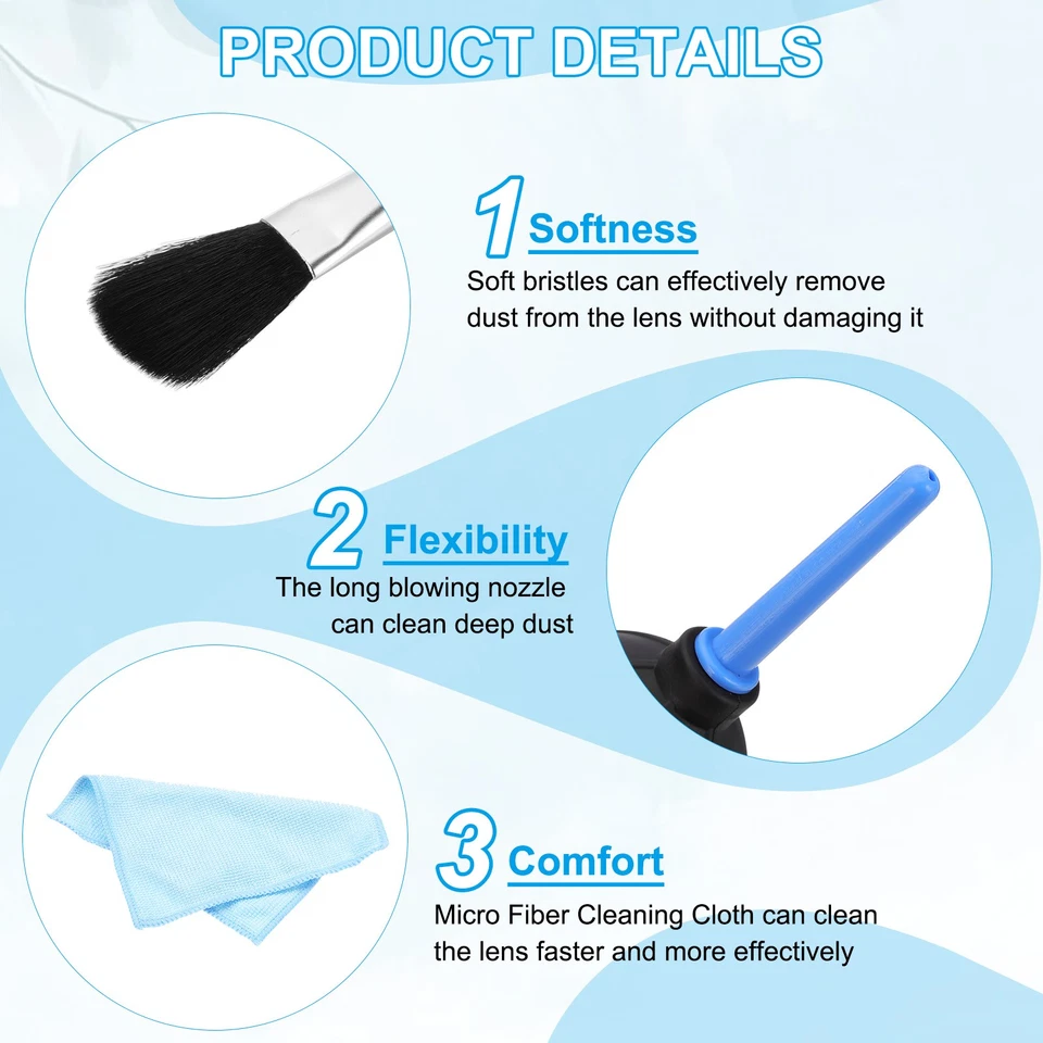Camera Cleaning Kit, Lens Cleaner Kit Cleaning Tool Accessories,1 Set Foto 3 de 4