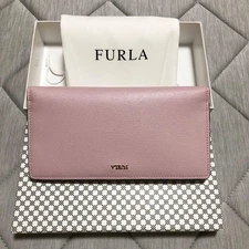 FURLA Long Wallet Leather Pink Unused with Box & Dust Bag