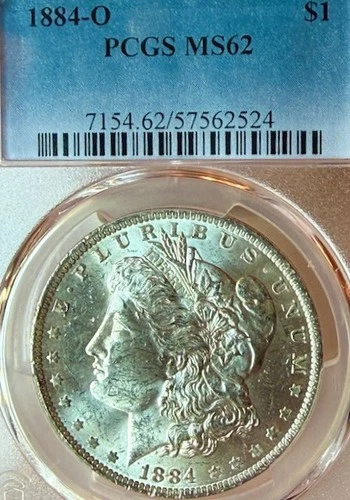 1884-O MS62 Shimmering PCGS New Orleans Mint Morgan Silver Dollar