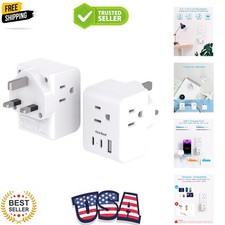 2 Pack to UK Ireland Travel Plug Adapter, Type G Power Plug Adapter with 3 O...