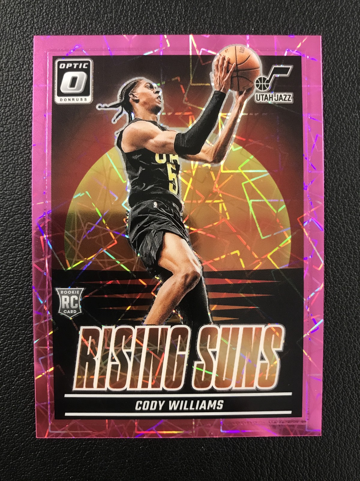 2024-25 Donruss Optic #8 Cody Williams Rising Suns Pink Velocity /79 Utah Jazz