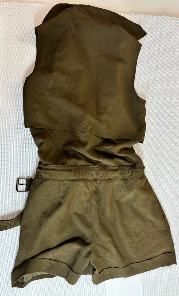 Mameluco de trinchera HH Haute Hippie Safari para mujer con cuello XS de gran tamaño, sin mangas Foto 3 de 4