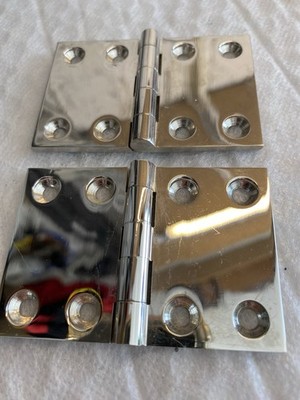 Paar vernickelte Messing Rückklappenscharniere 51 x 76 mm offen