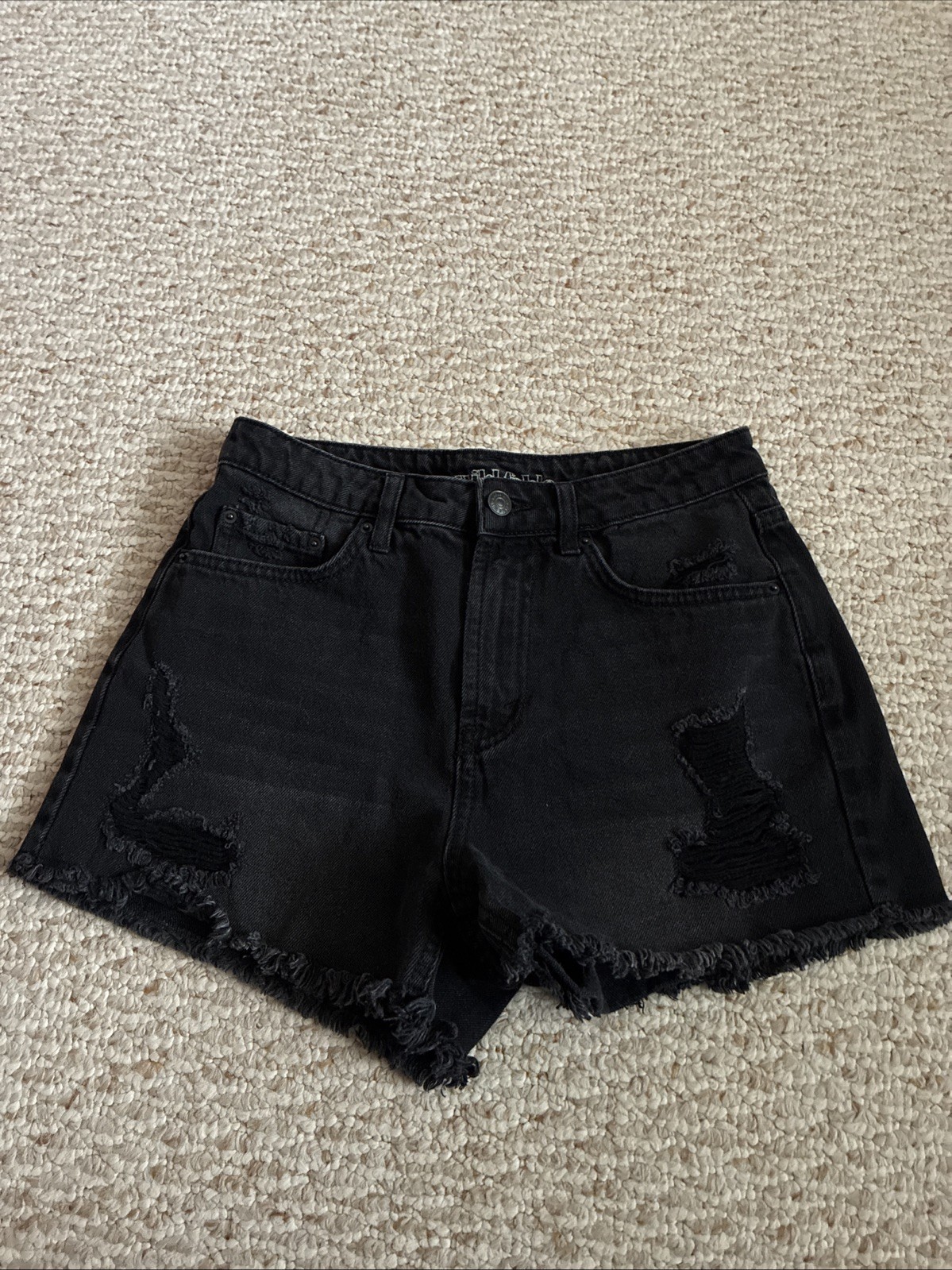 Wild Fable Black Denim Cutoff Shorts Distressed Raw Hem High Rise Size 2