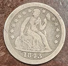 1843 O SEATED LIBERTY DIME VERY SCARCE DATE VG DETAILS SCRATCHED