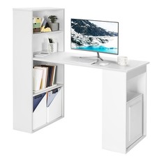 AUGESTER Computer Desk with Bookcase, Desk Bookshelf Cabinet 3 in 1 Functiona...