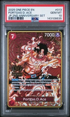 2025 ONE PIECE OP02-013 JAPANESE 2ND ANNIVERSARY SET PORTGAS D. ACE ENG PSA 10
