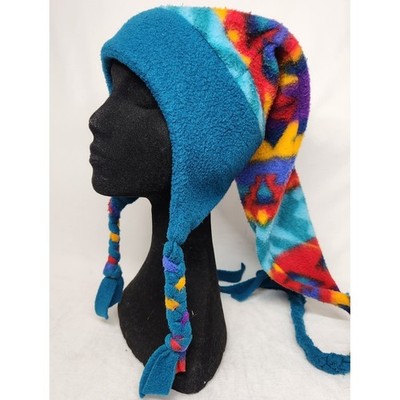 Vintage Fleece Auntie Ems Outerwear Geometric Funky Long Jester Beanie Vintage 1980s 90s Fun Ski Winter Fun Fleece Hat - Jester  main image 3
