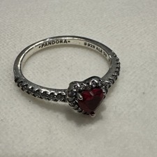 Genuine Pandora Red Heart Sparkle Ring – S925 ALE Sterling Silver – Size 58