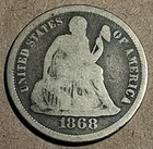 1868 Seated Liberty Dime – Civil War Era Silver – VG Details – Cleaned #898