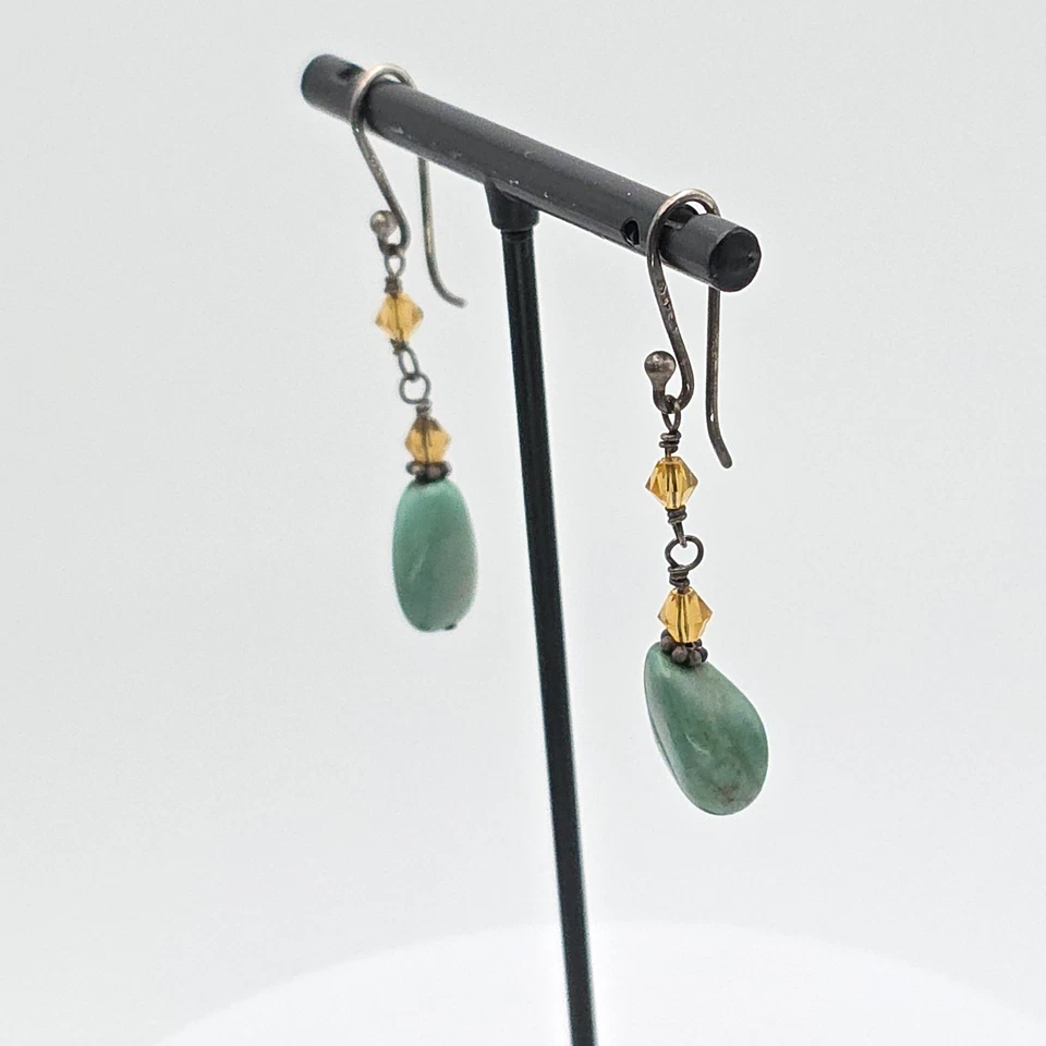 Vintage SILPADA Turquoise Earrings Crystals 925 Sterling Silver Dangle Drop - Image 4 of 4