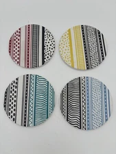NOW DESIGNS Soak Up Danica  Coasters Set Of 4, 4” Modern Bold NWOT in Box
