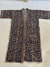 cotton kimono robe with a colorful paisley print and trim details