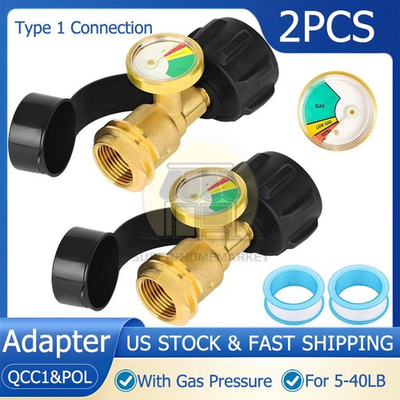 #ad #ad Propane Tank Gauge Brass Adapter w Gas Pressure Level Meter Indicator for BBQ RV $12.69