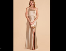 Birdy Grey Kensie Shiny Satin Neutral Champagne Maxi Dress Womens Size Medium