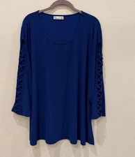 89th + Madison Women's Long Plus Size 3X Top Shirt Top Royal Blue Pull Over