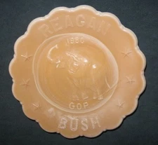 1980 Joe St. Clair Caramel Slag Glass Reagan Bush GOP Souvenir Dish